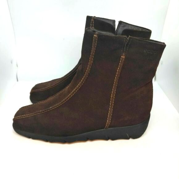 Ecco Womens Brown Leather Casual Zip Up Boots Size 38 US 7 To 7.5 Ecco Boots - Picture 2 of 9